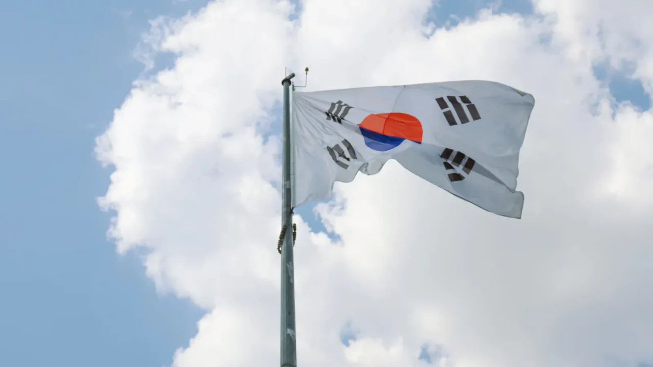 south korean flag waving on the flagpole south korea flag