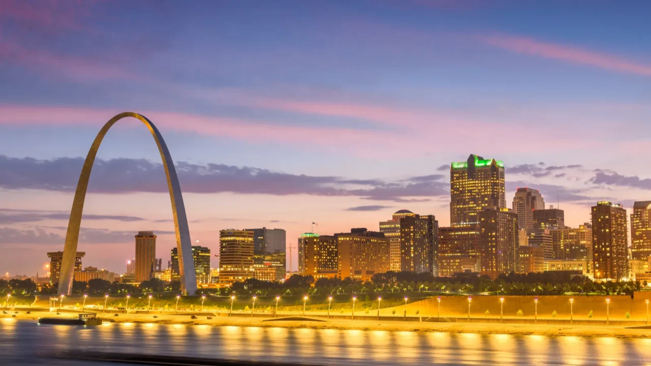 st louis missouri usa downtown cityscape on the mississippi r