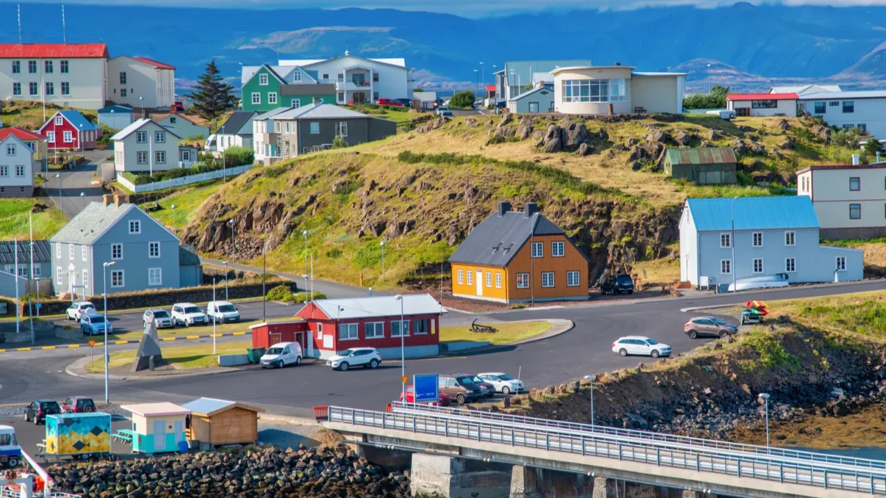 stykkisholmur beautiful homes on a sunny summer afternoon