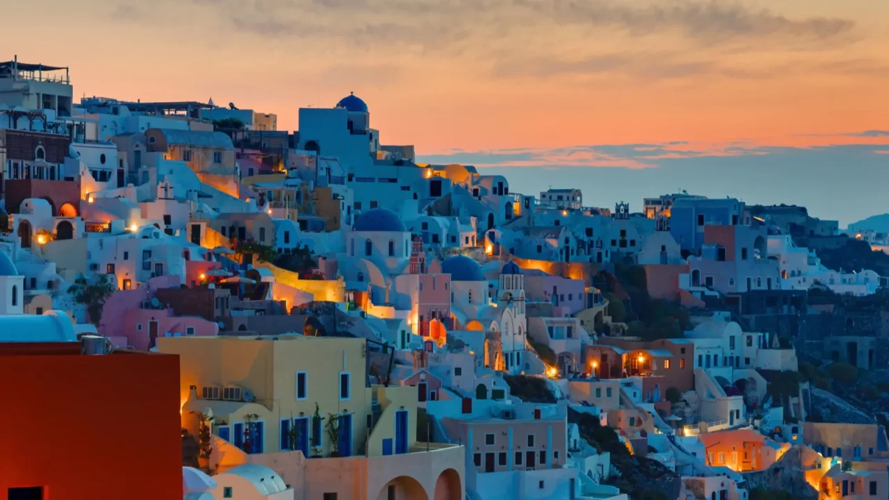 sunrise over oia santorini