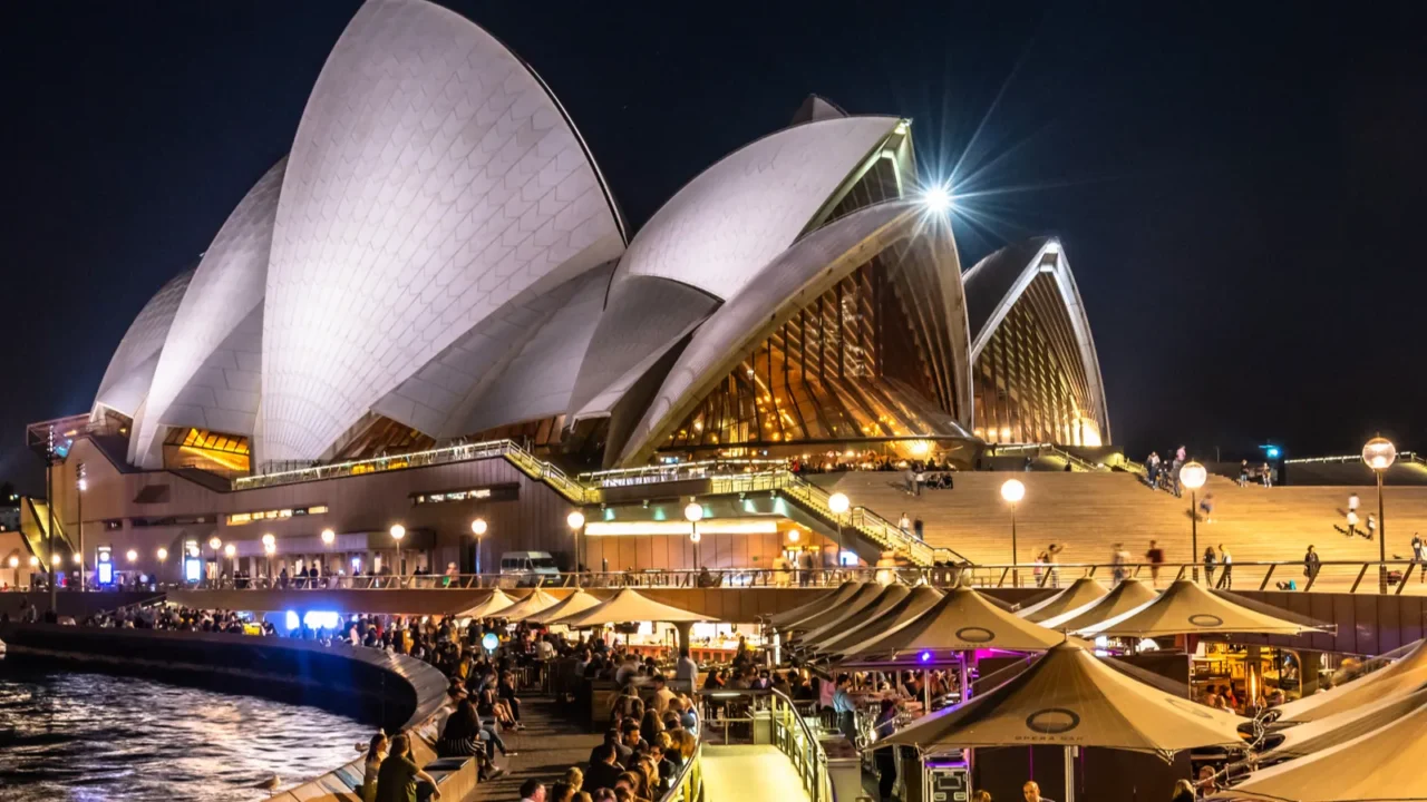 sydney australia 10 2018 the opera house illuminated at