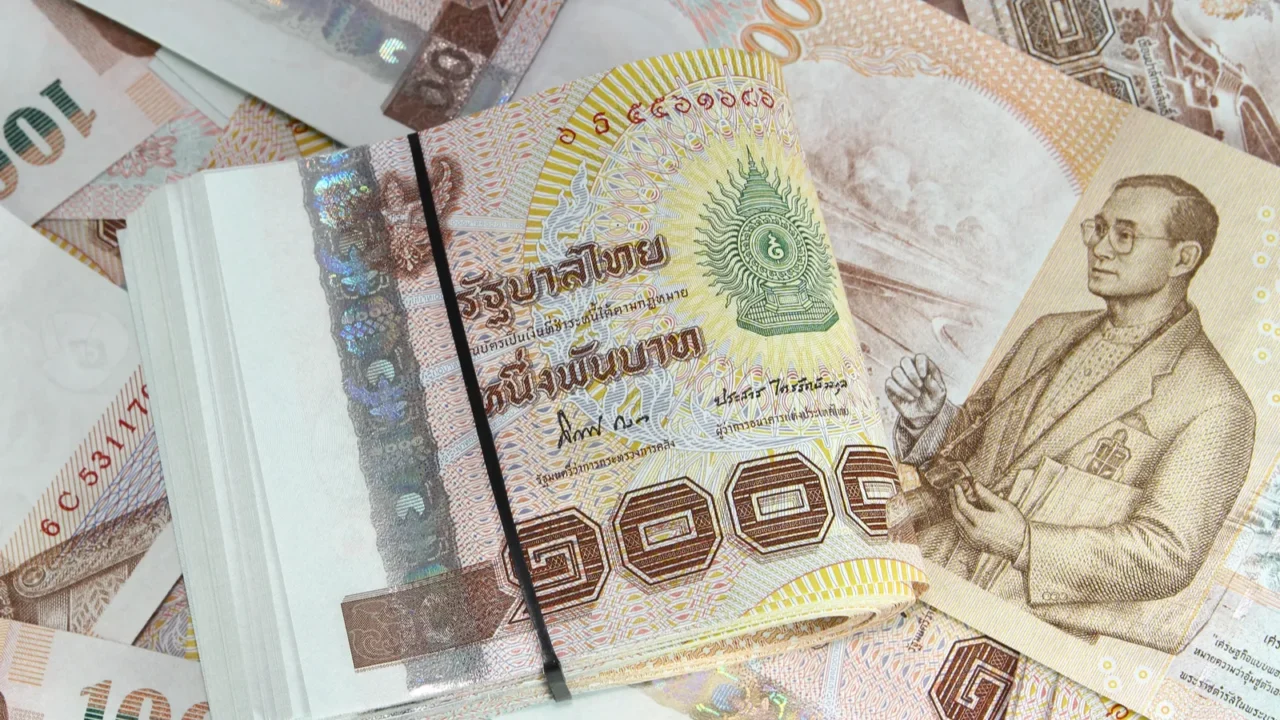 thai baht banknotes background