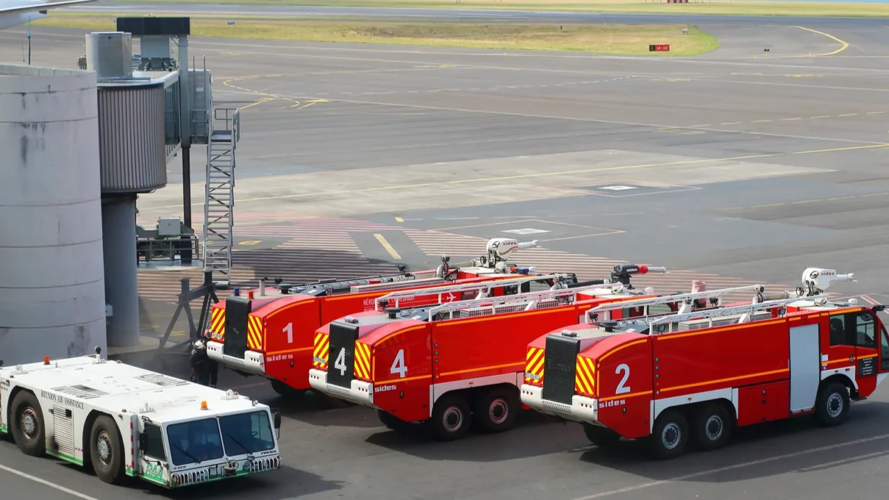 the fire fighting trucks