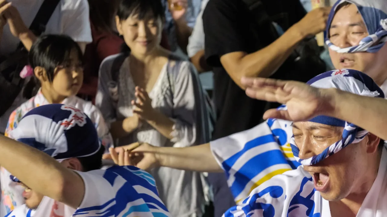 tokyo japan  august 19th 2018 dancers wearing traditional clothing