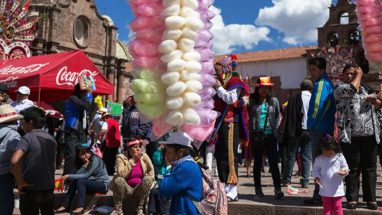 unknown peruvian people on a carnival in cuzco peru