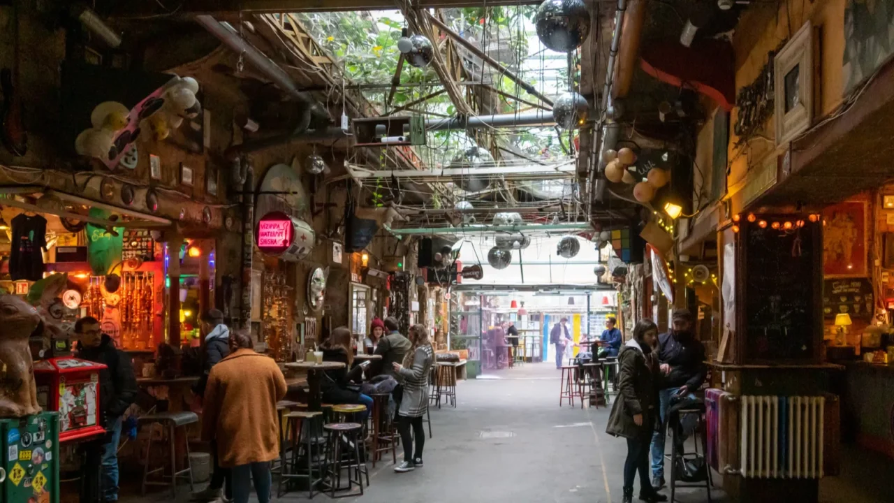 budapest hungary  february 2020 szimpla garden ruin bar