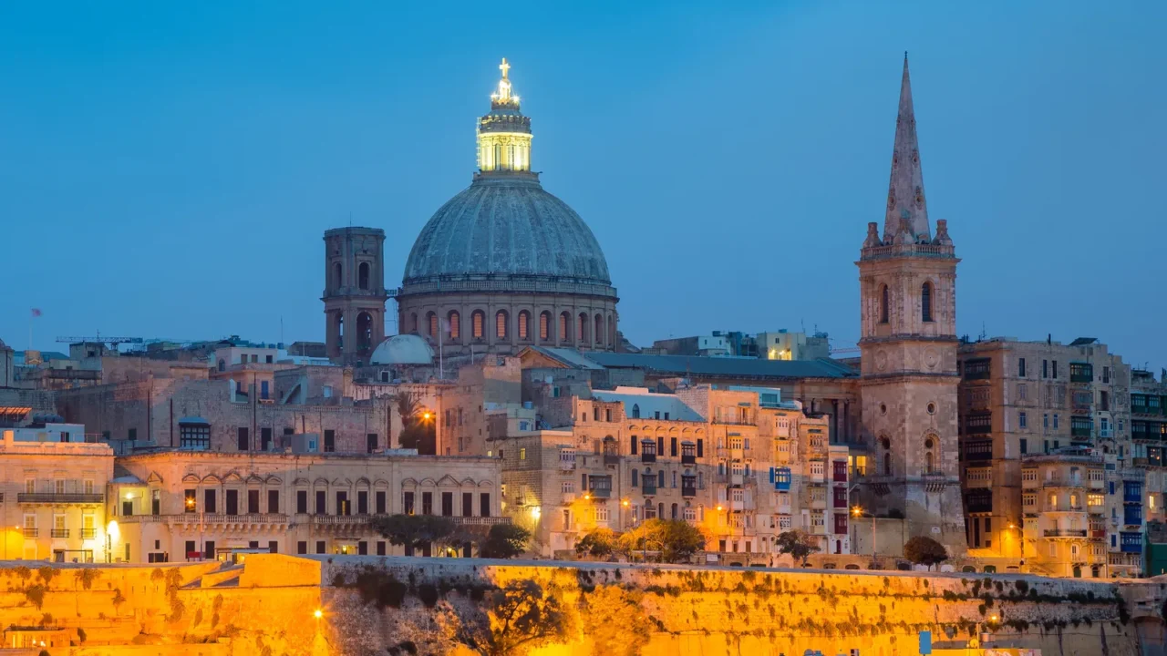 valletta seafront skyline view as seen from sliema malta