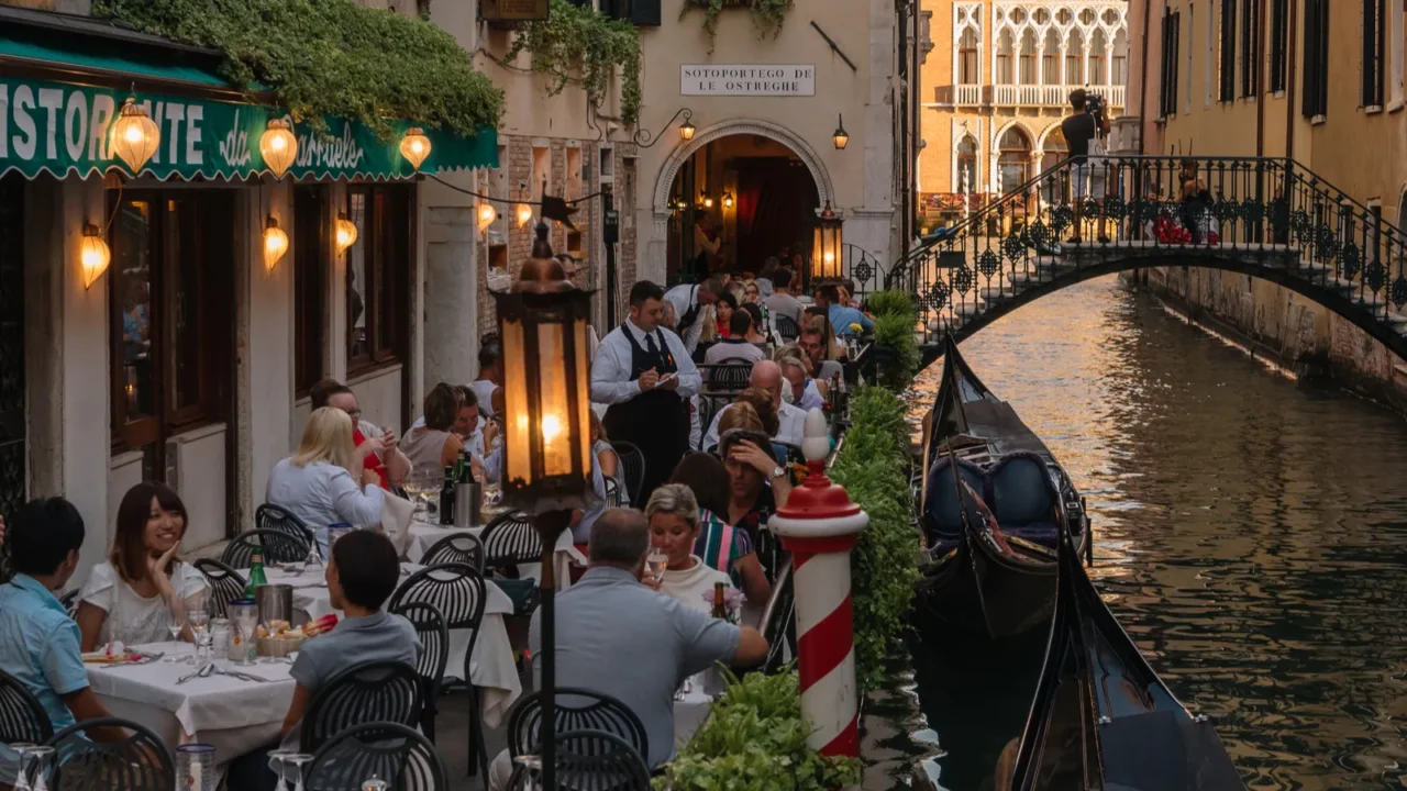 venice italy  august 13 2016 people are sitting at