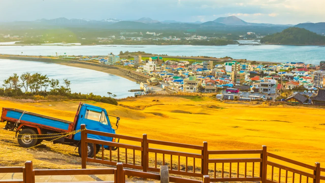 view from seongsan ilchulbong moutain in jeju island south kore