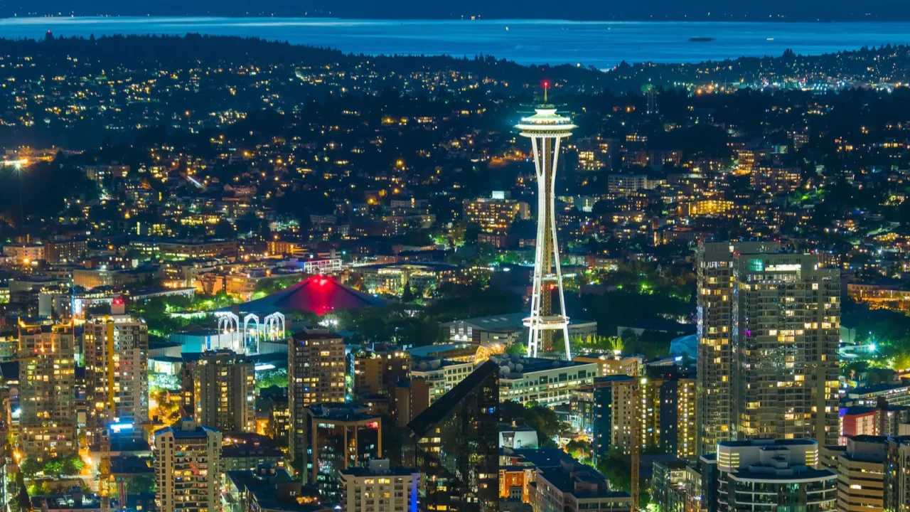 view of downtown seattle skyline in seattle washington usa