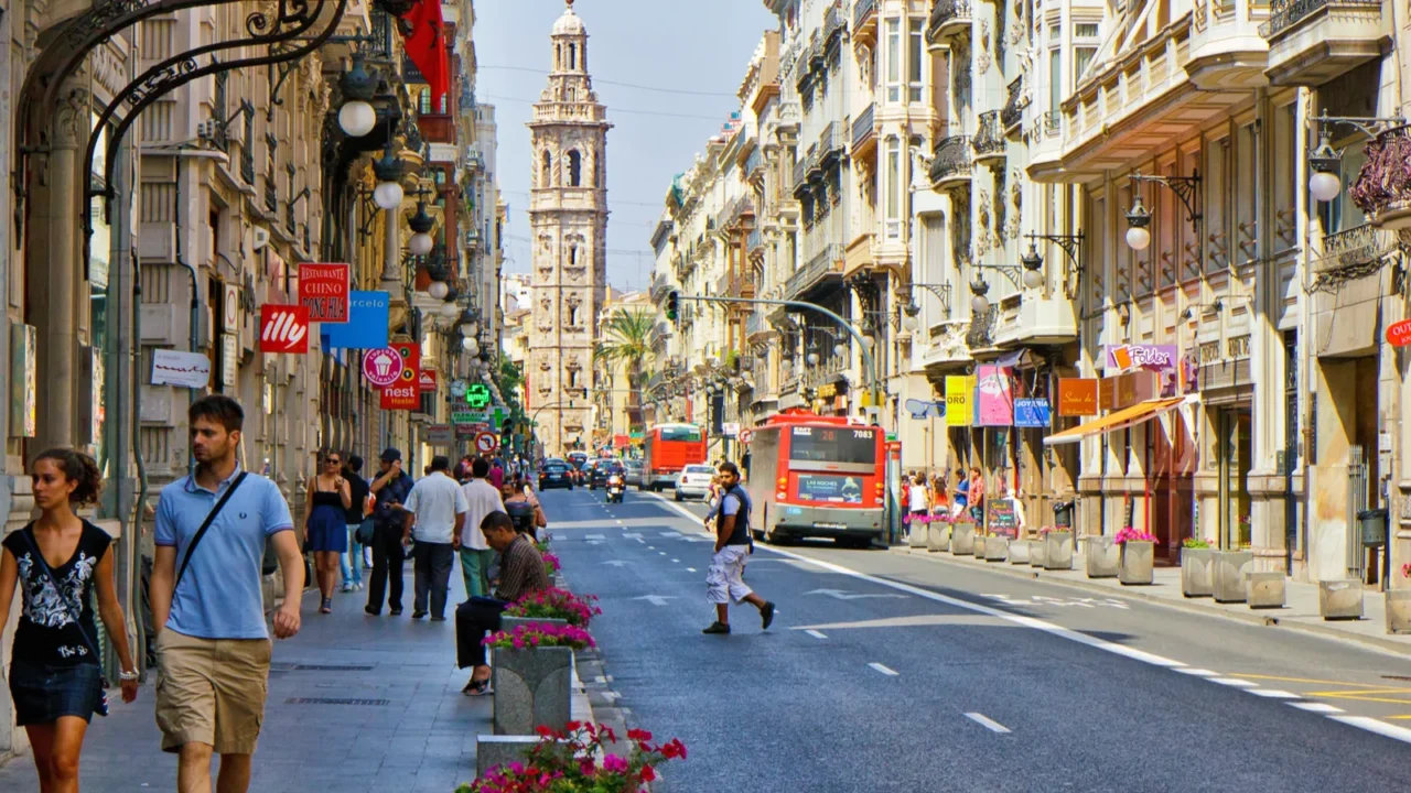 view of the streets in valencia spain
