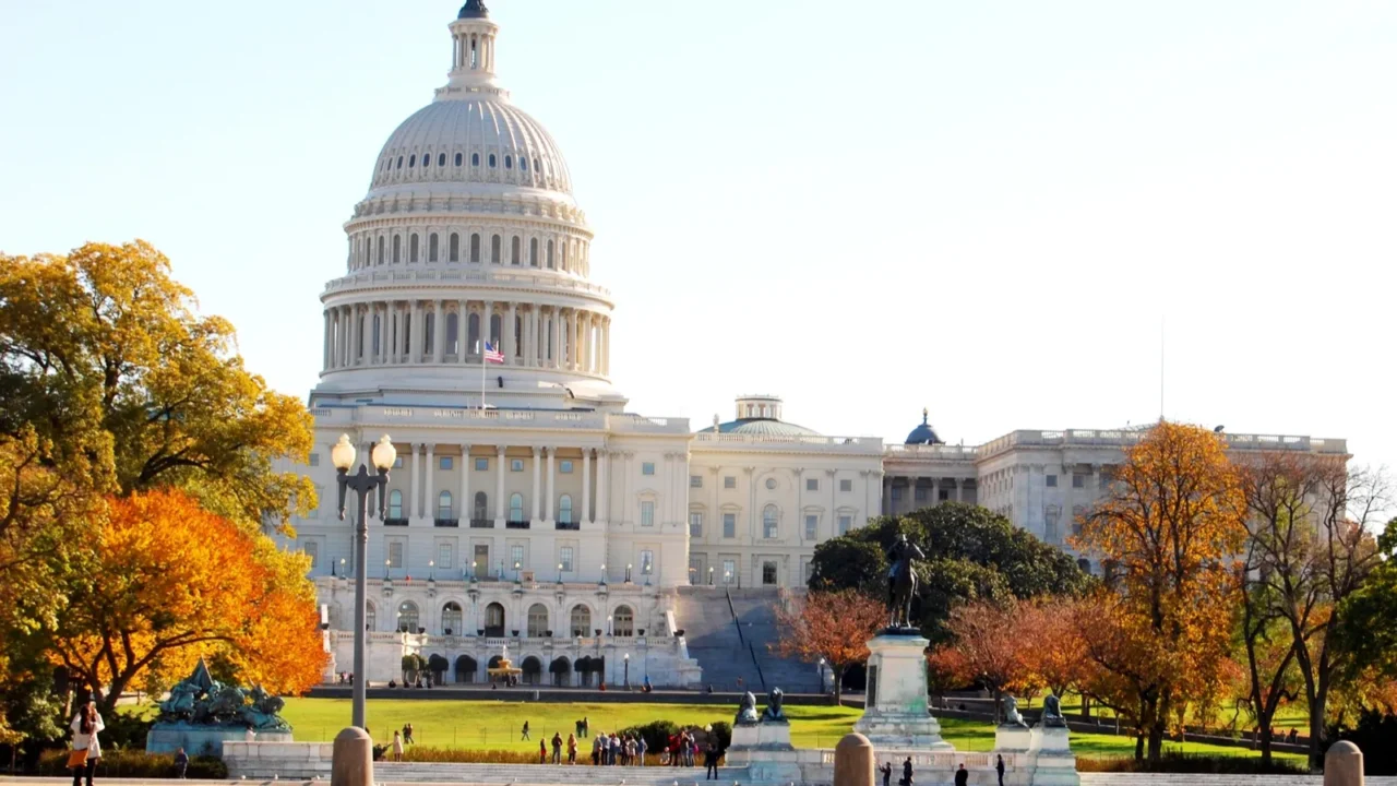 washington dc capitol in the fall season  usa