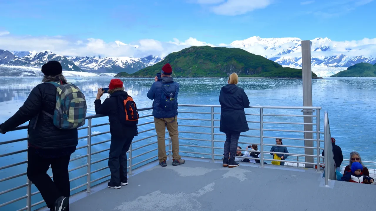 yakutat bay alaska  27th june 2023  tourists viewing