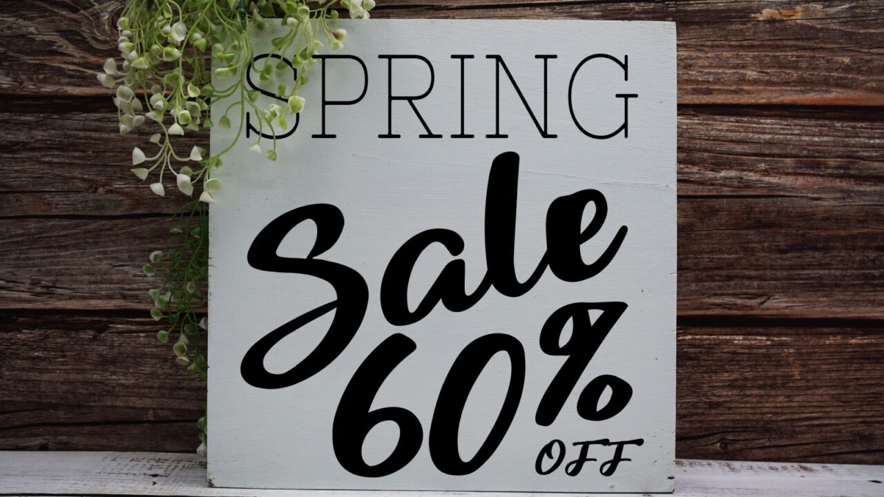 Spring Sale 60% Promotion Offer Discount Retail Shopping Concept