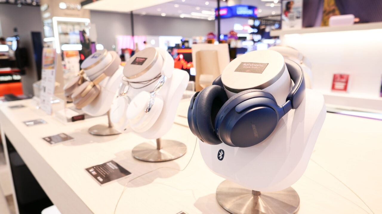 Bangkok Thailand APR 29 2025: BOSE headphones in a shop window.