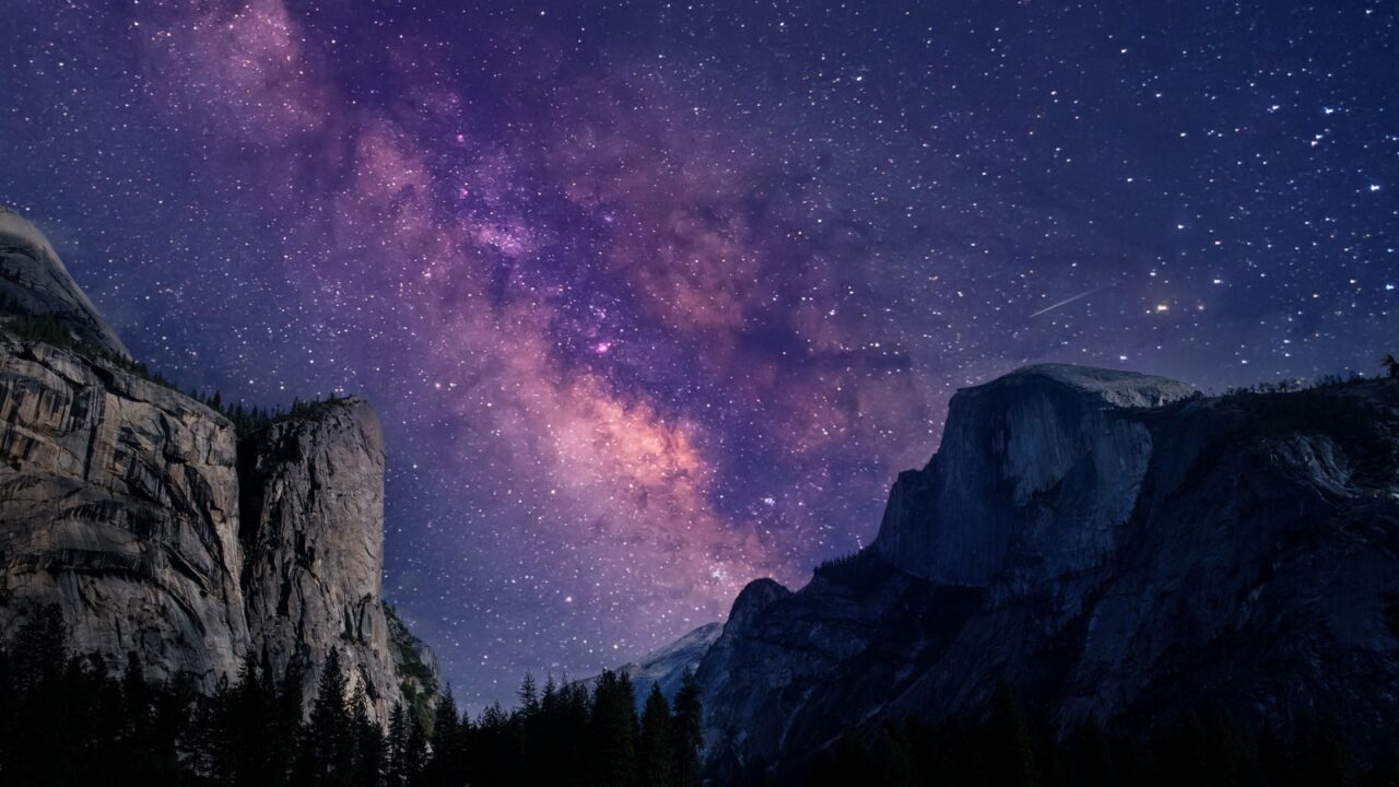 The Valley in Yosemite National Park at night sky, California USA