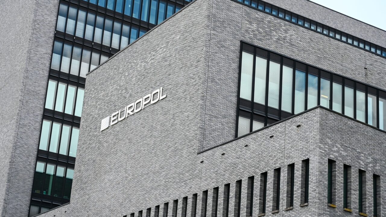 The Hague, 29 Oct 2021: Europol headquarters. EUROPOL sign on the wall. Facade of the europol building in Den Haag, Netherlands. Symbol od Europol. European Union Agency for Law Enforcement Cooperatio