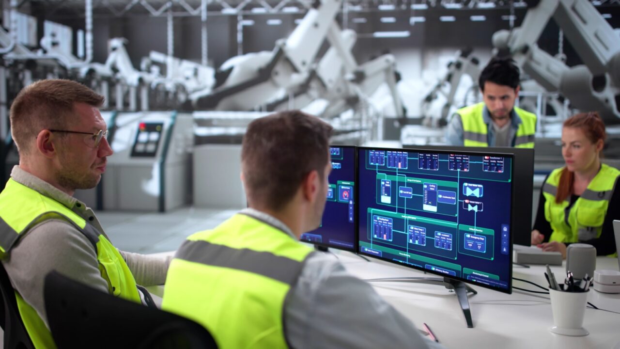 Innovative Engineer Creating Electric Monitoring System For Industrial Factory Business