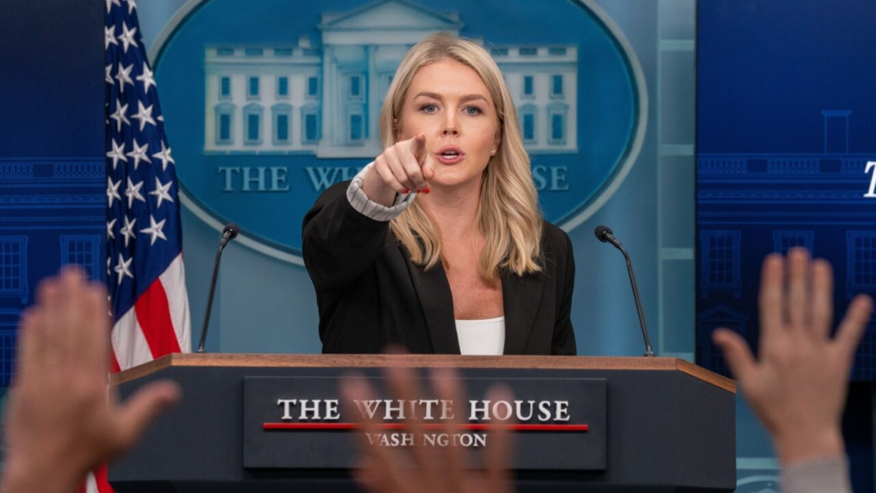 Washington Dc, United States, July 7 2025: Press Secretary Karoline Leavitt at a White House Press Briefing