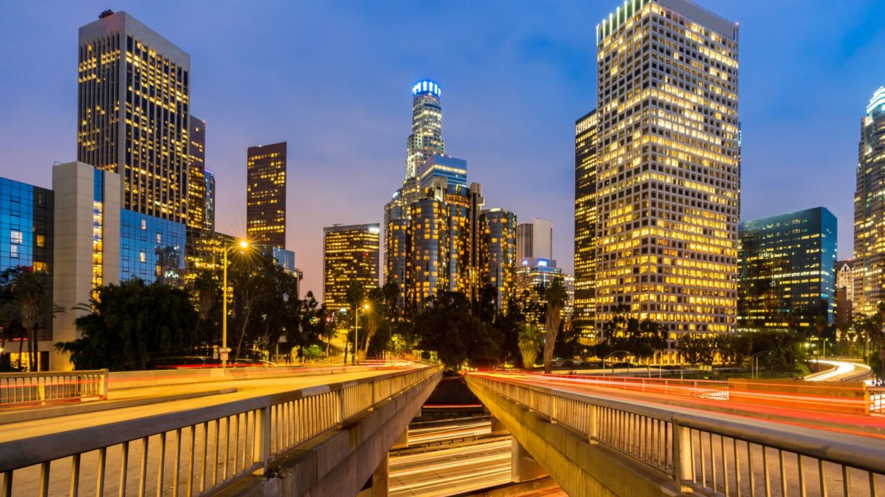Los Angeles Downtown Sunset, LA California, USA