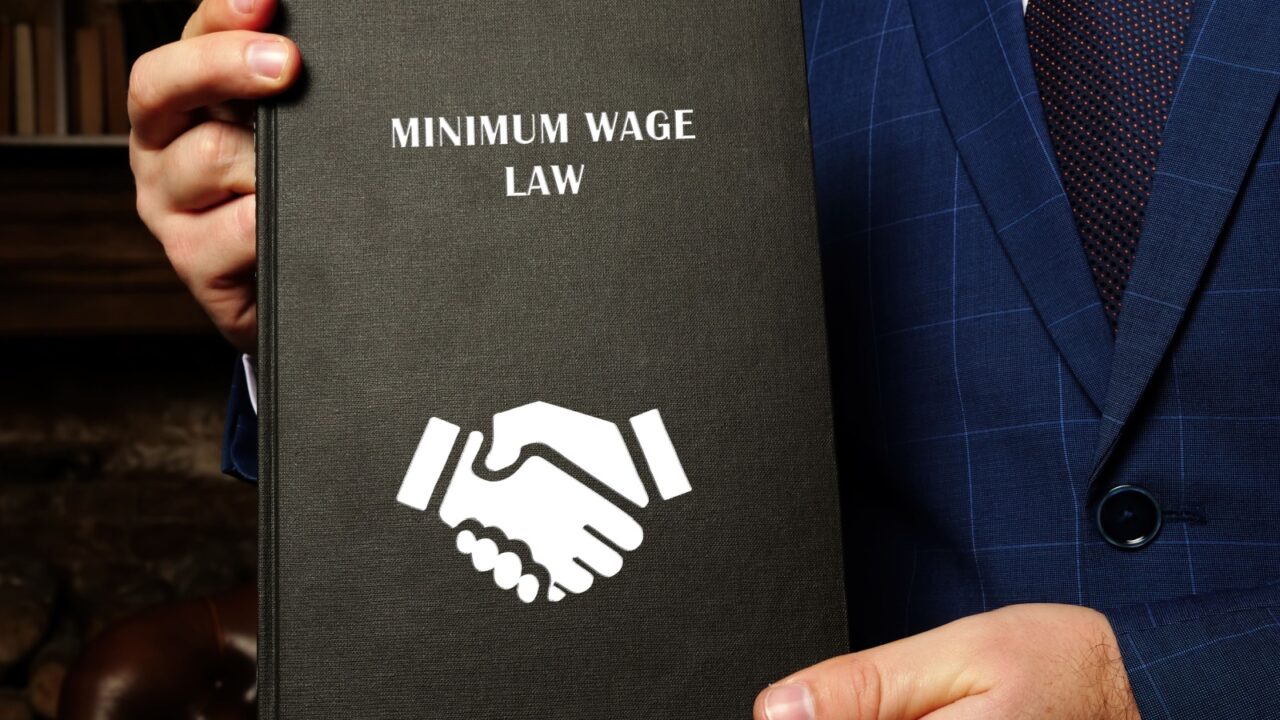 MINIMUM WAGE LAW inscription on the sheet. The federalÂ minimum wageÂ provisions are contained in the Fair Labor StandardsÂ ActÂ (FLSA)
