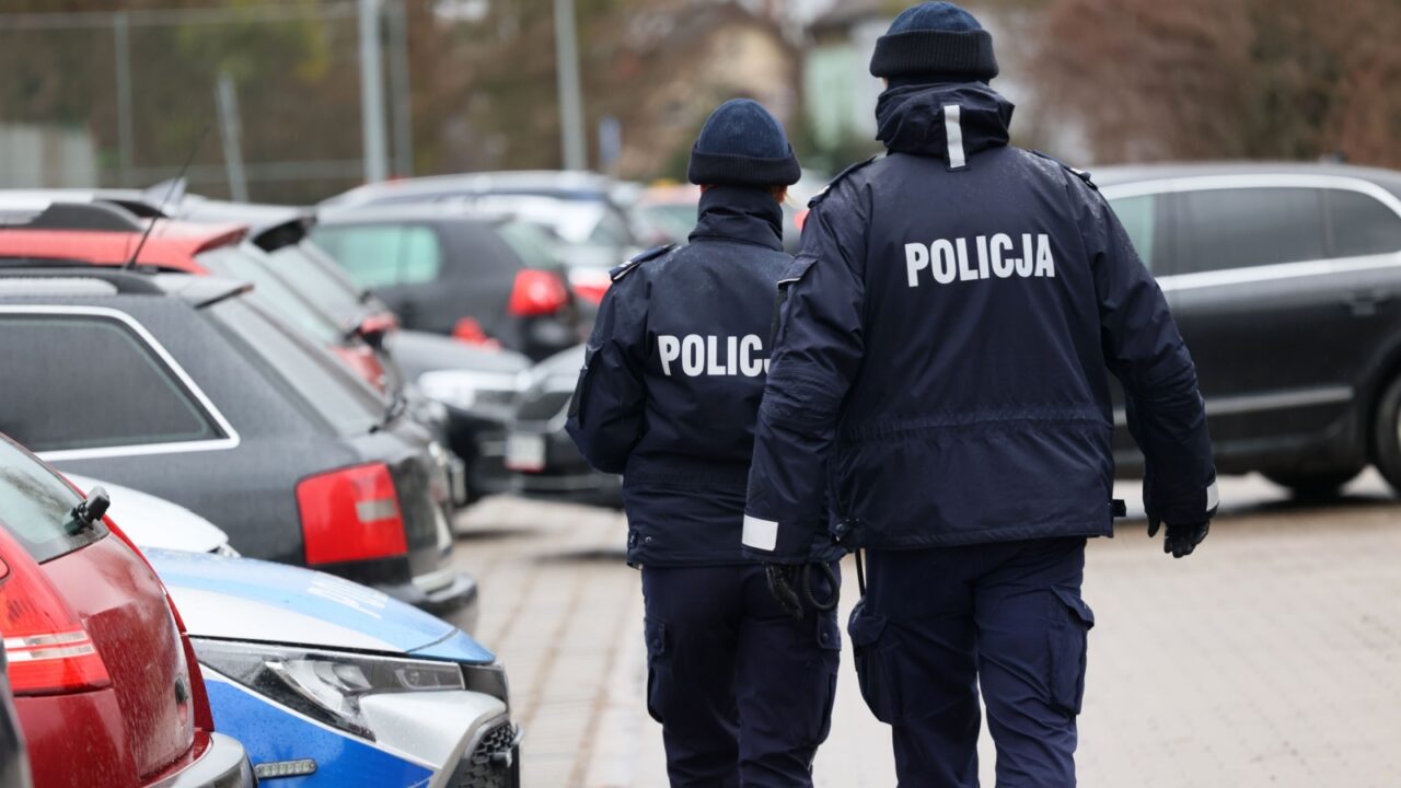 02.01.2023 wroclaw, poland, Winter uniform of a policeman with the inscription "police" on the back