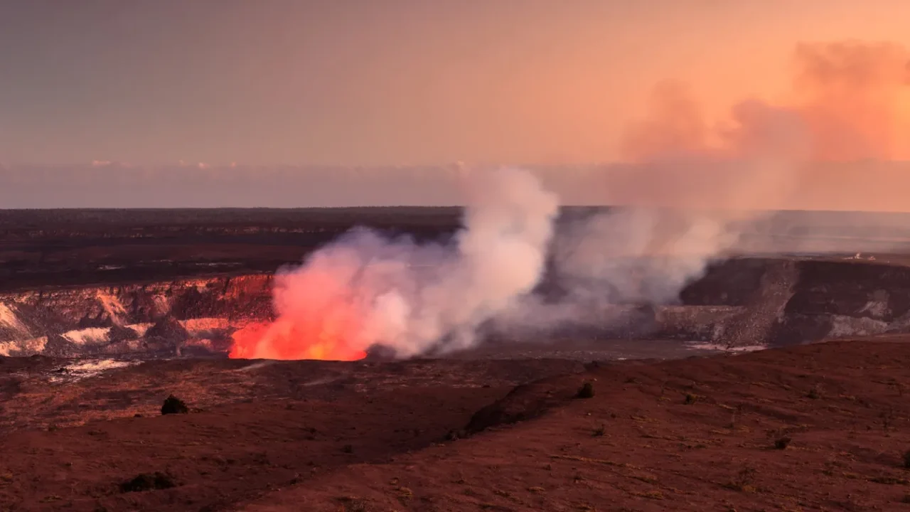 active halemaumau crater at sunset