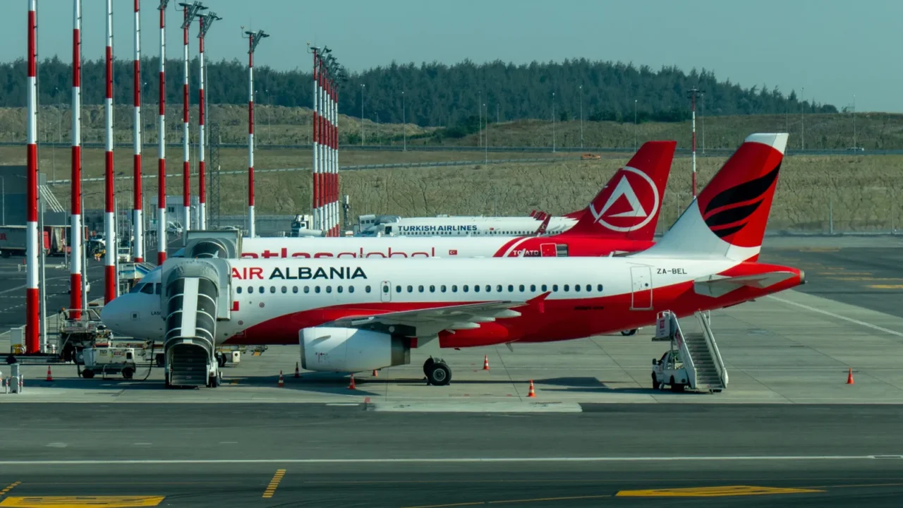 airliners from turkish airlines atlas global and air albania at
