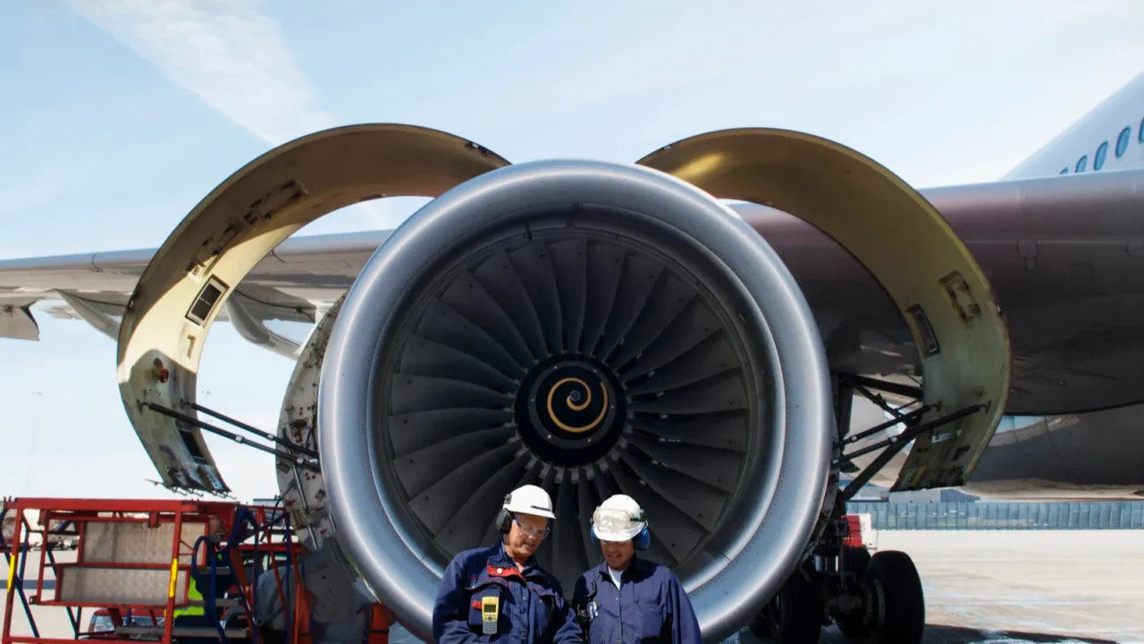 airplane mechanics engineers and jet engine