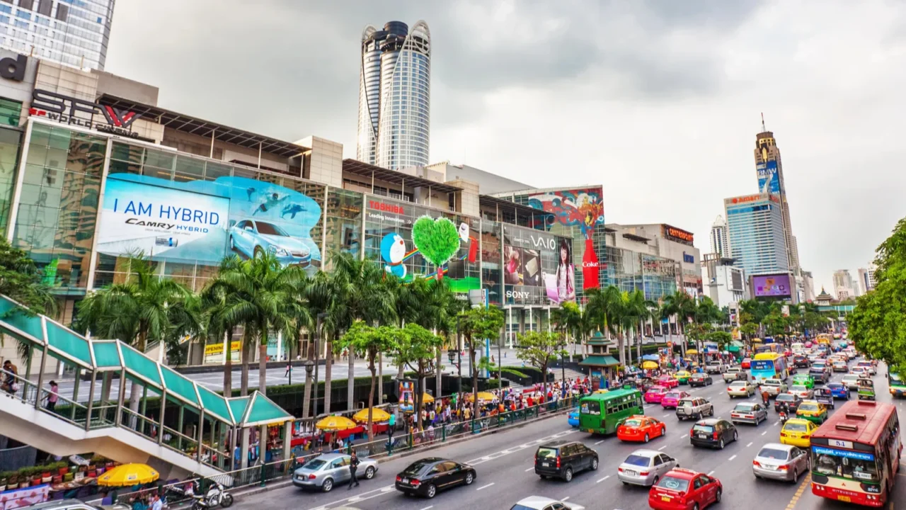 automobile stopper on one of the central streets of bangkok