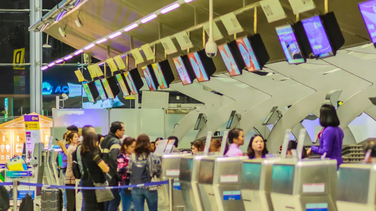 bangkok thailand  february 21 2017 unidentified passengers line up