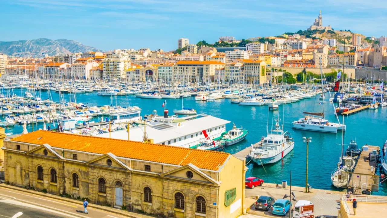 basilique notredame de la garde overlooking port vieux in marseille