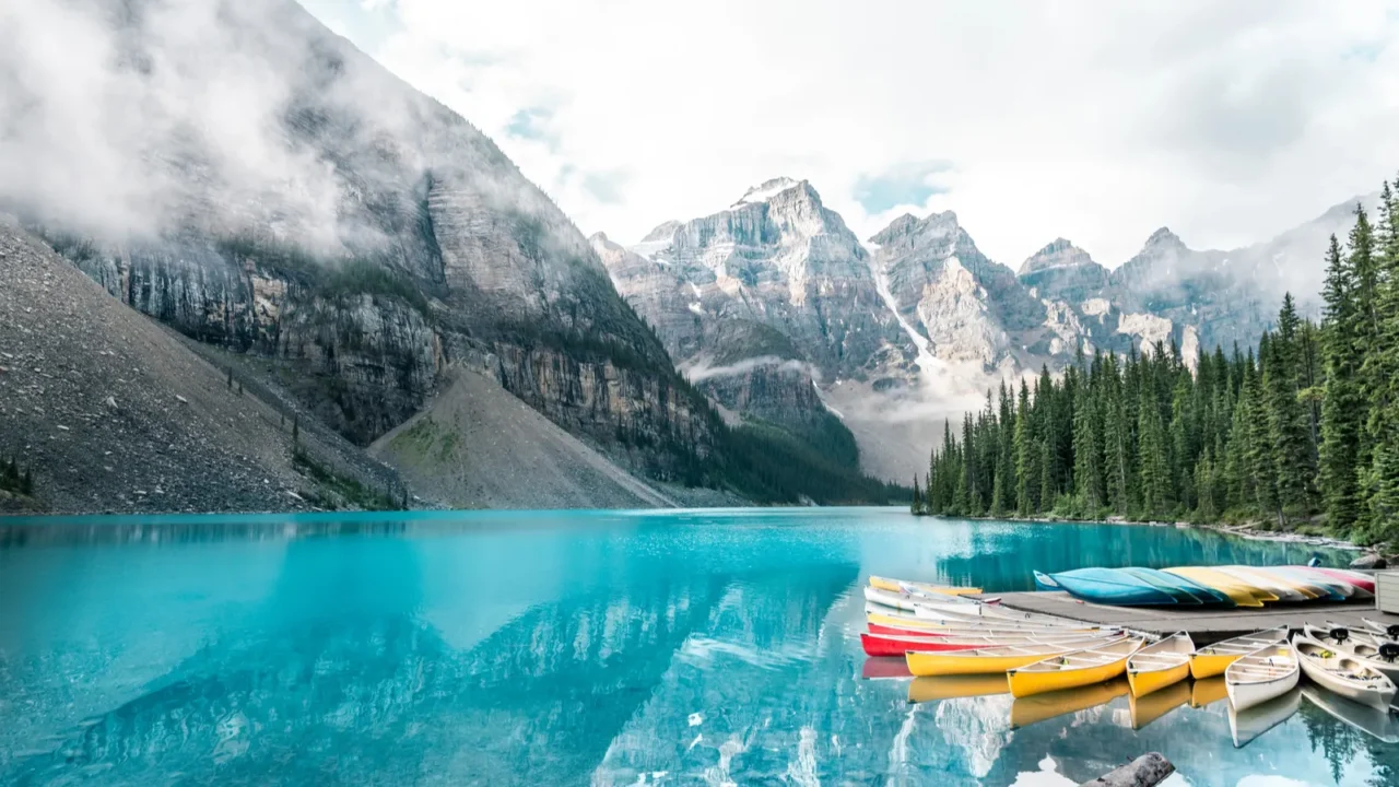 beautiful moraine lake in banff national park alberta canada