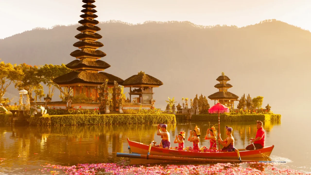 beratan lake in bali indonesia june 16 2015  balinese