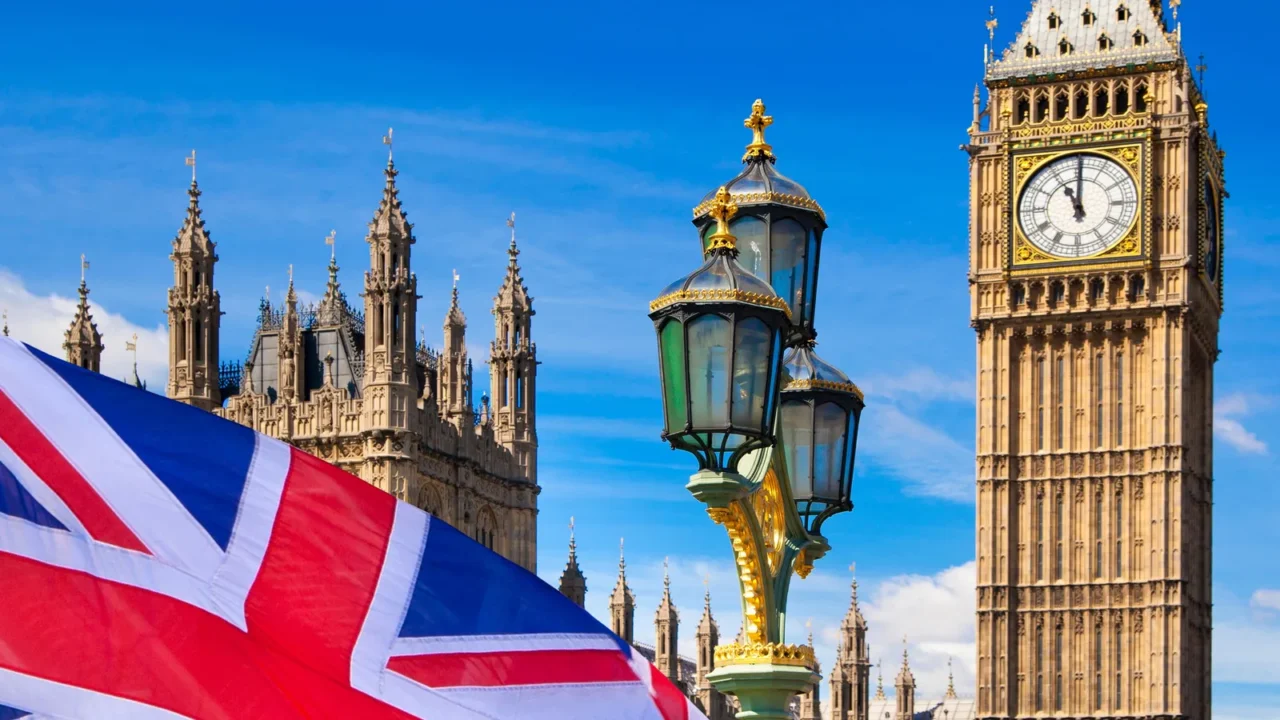 big ben and british flag concept image