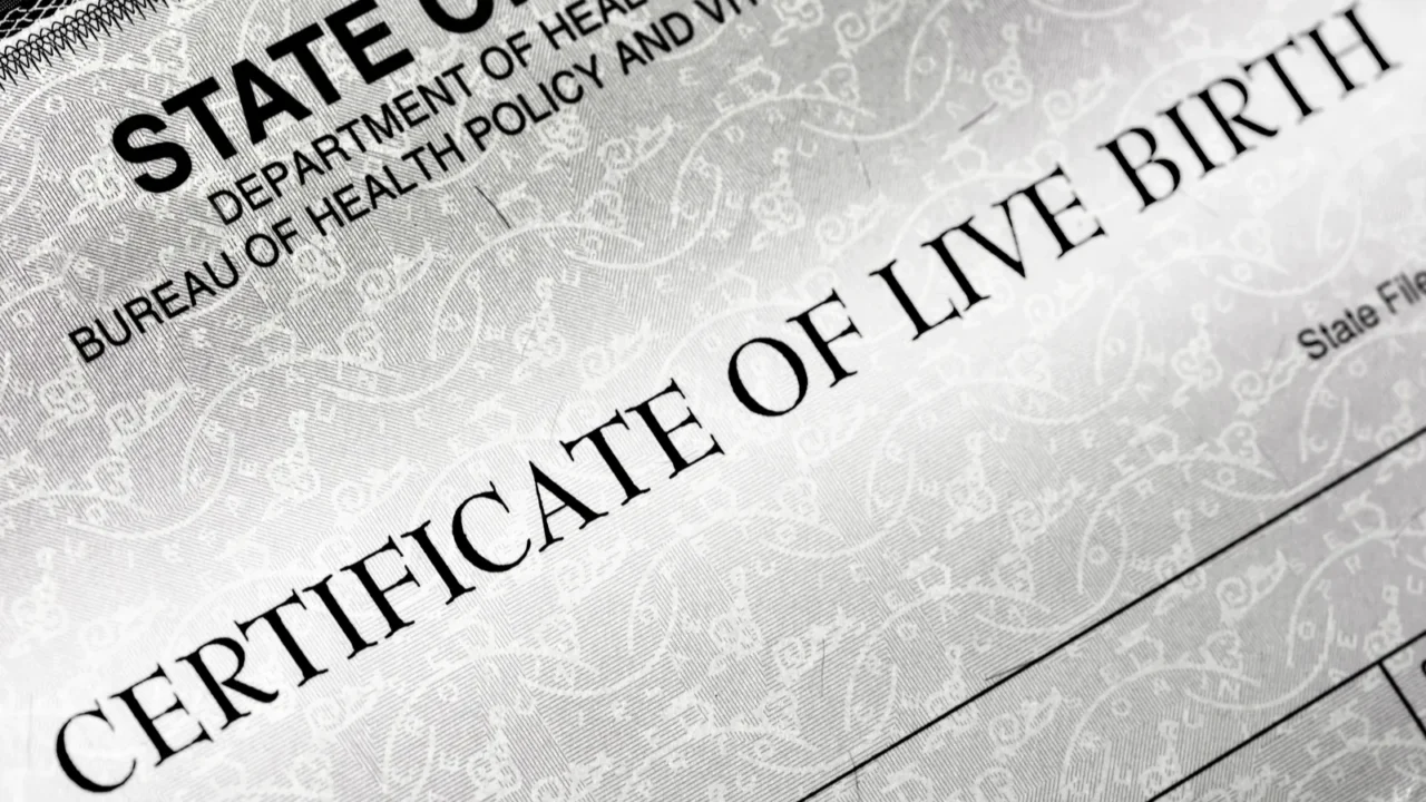 birth certificate for live baby born as official document from