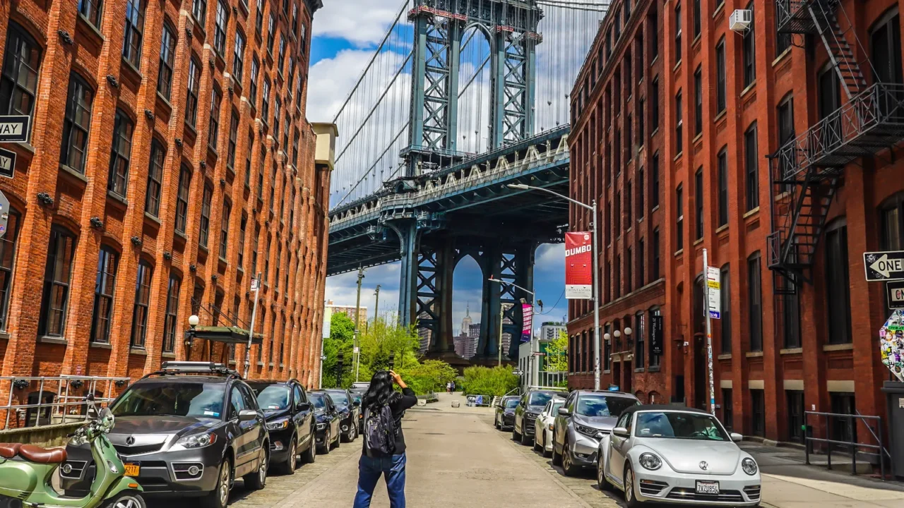 brooklyn new york  may 4 2020 tourist taking pictures