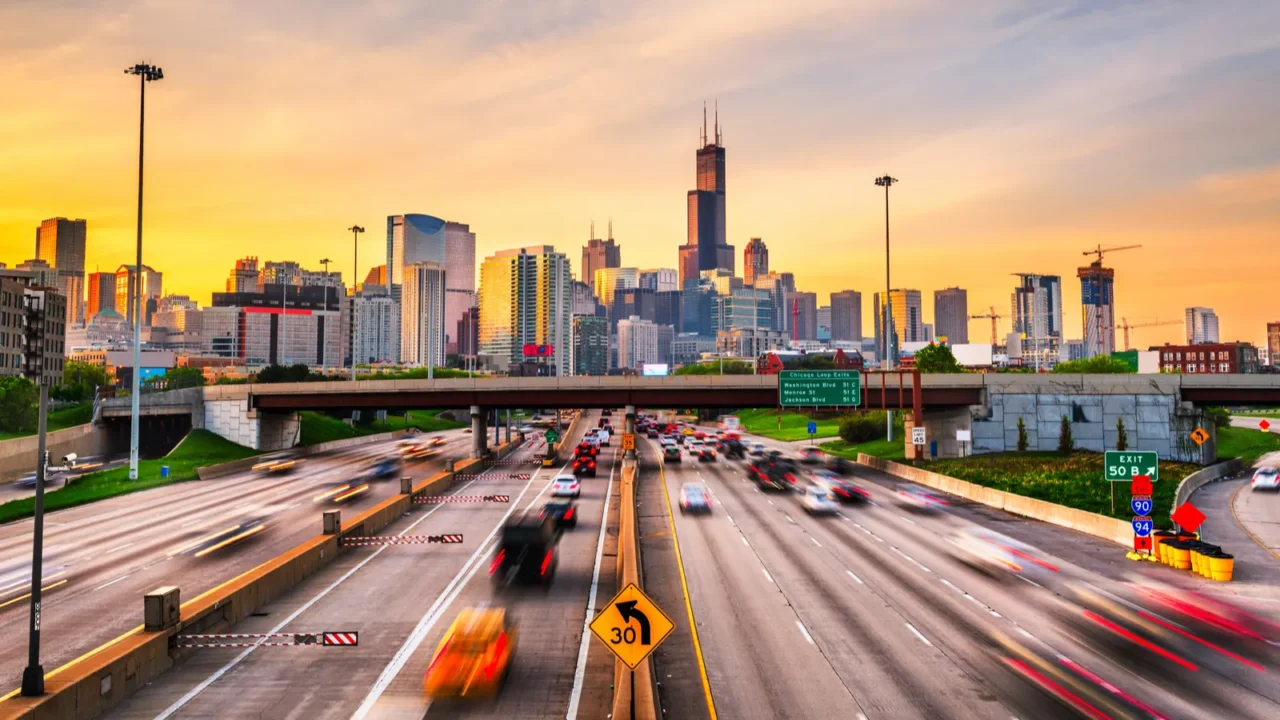 chicago il usa cityscape and highway