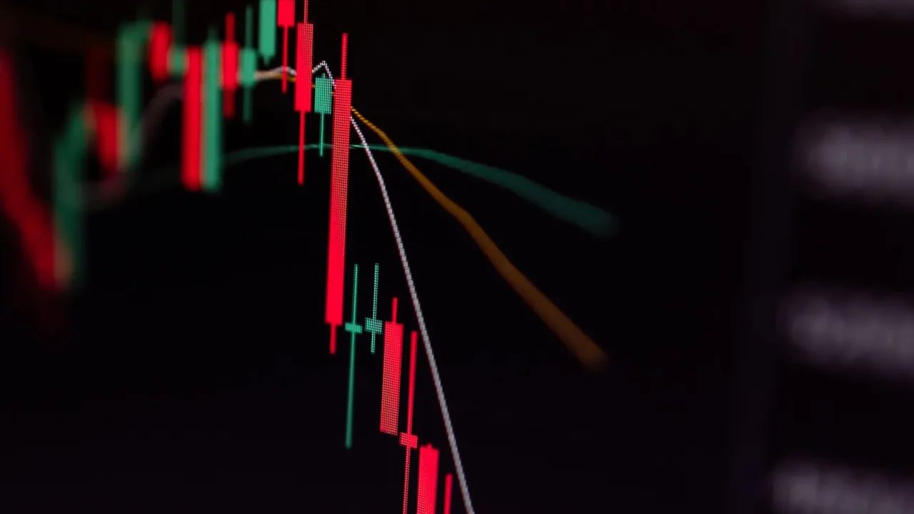 close up of bitcoin and cryptocurrency stock market exchange candlestick