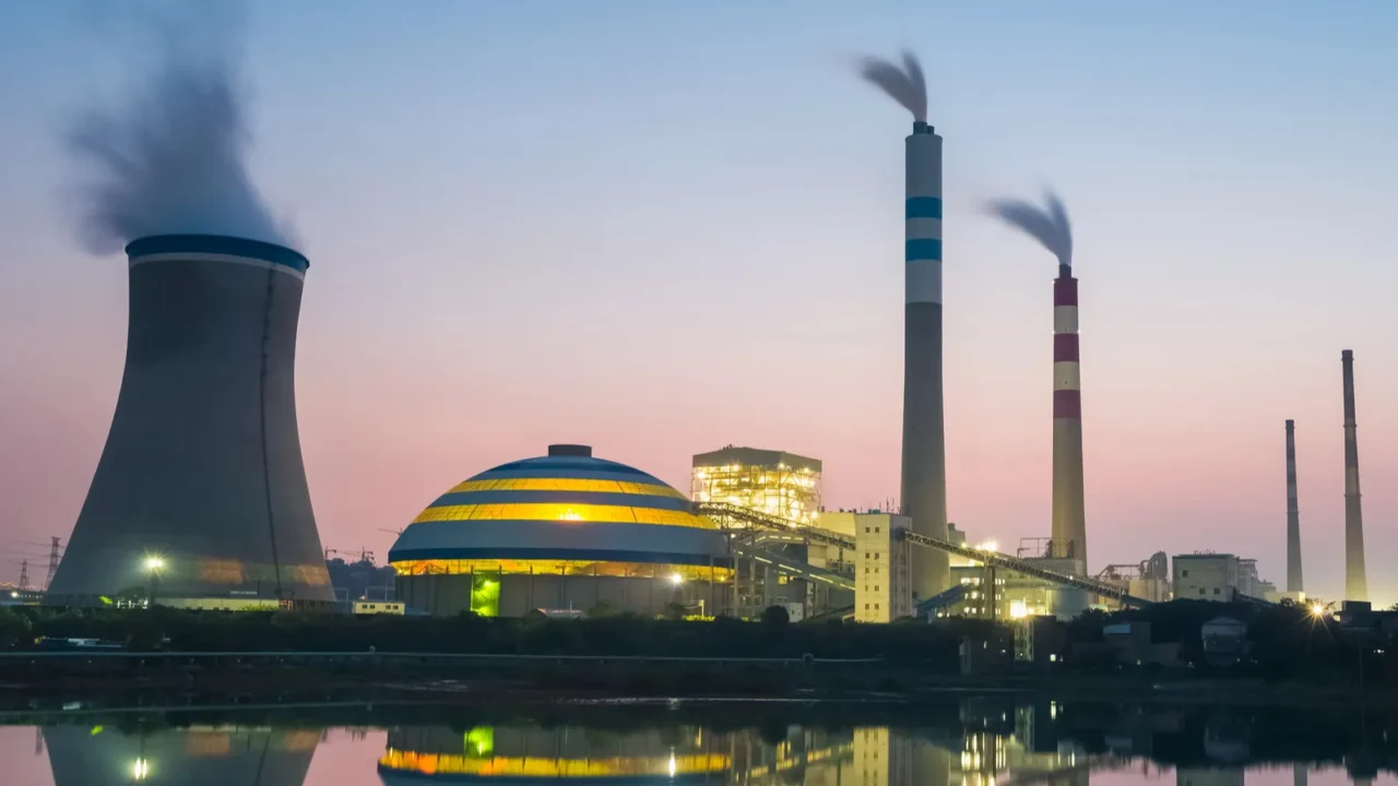 coal power plant in nightfall