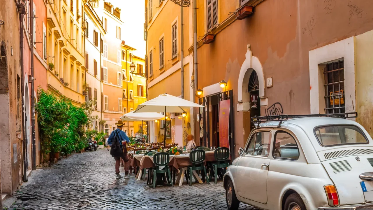 cozy street in trastevere rome europe