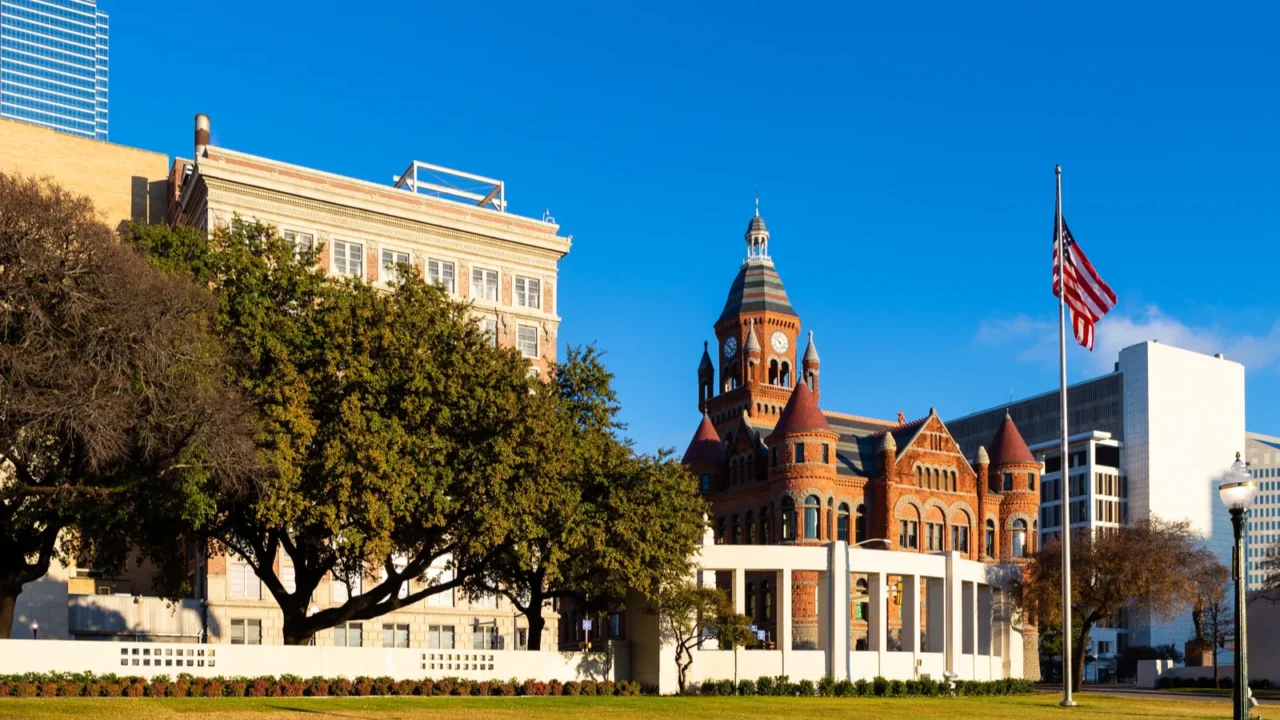 dealey plaza city park inside elm street in dallas texas