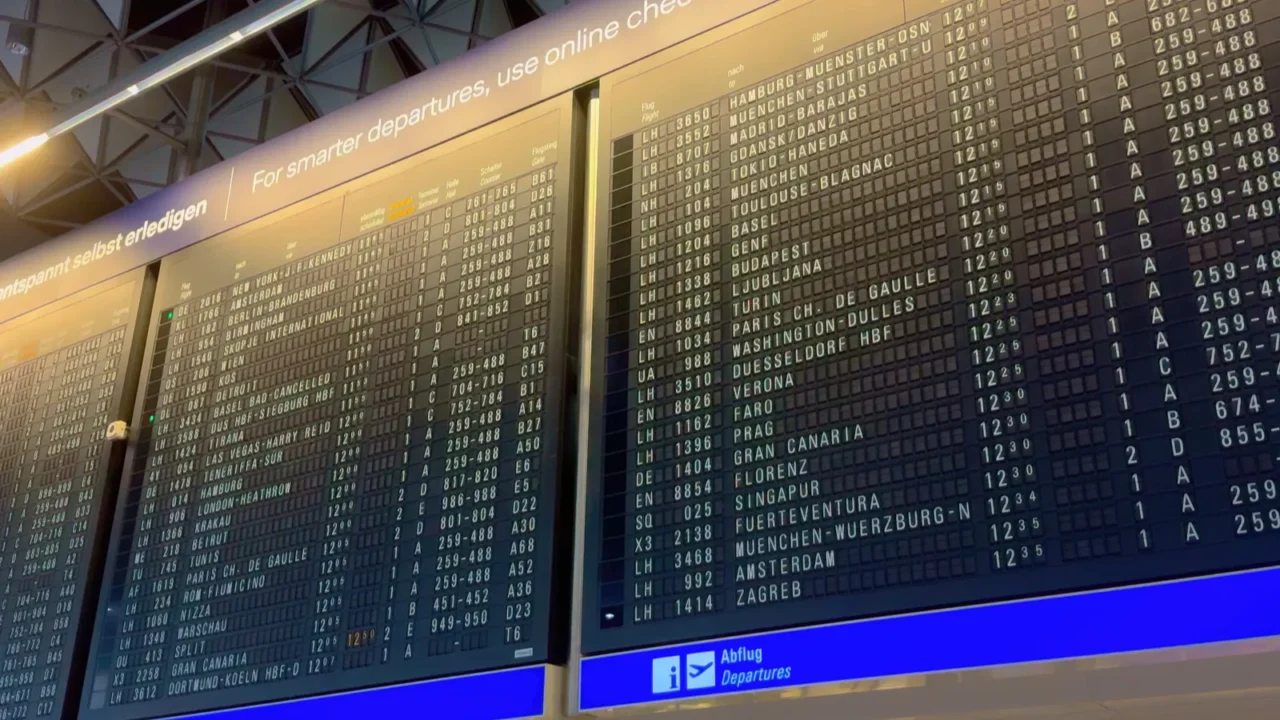 departure table at frankfurt airport  frankfurt germany  october