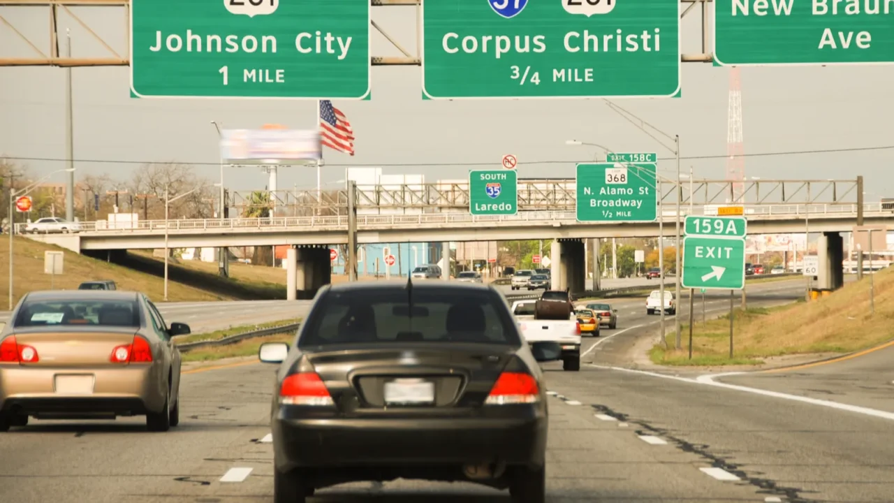 driving on a texas interstate in spring
