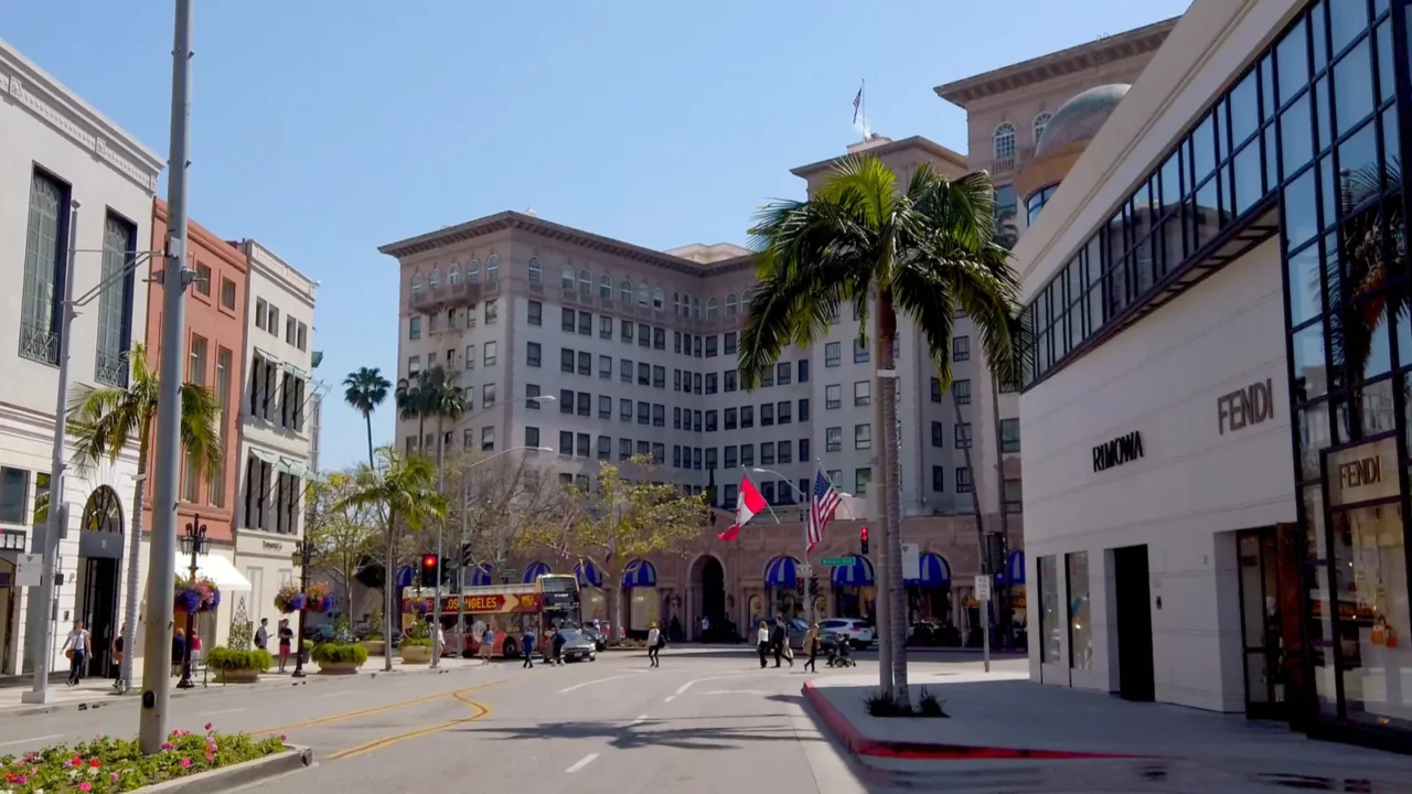 driving through exclusive rodeo drive in beverly hills los