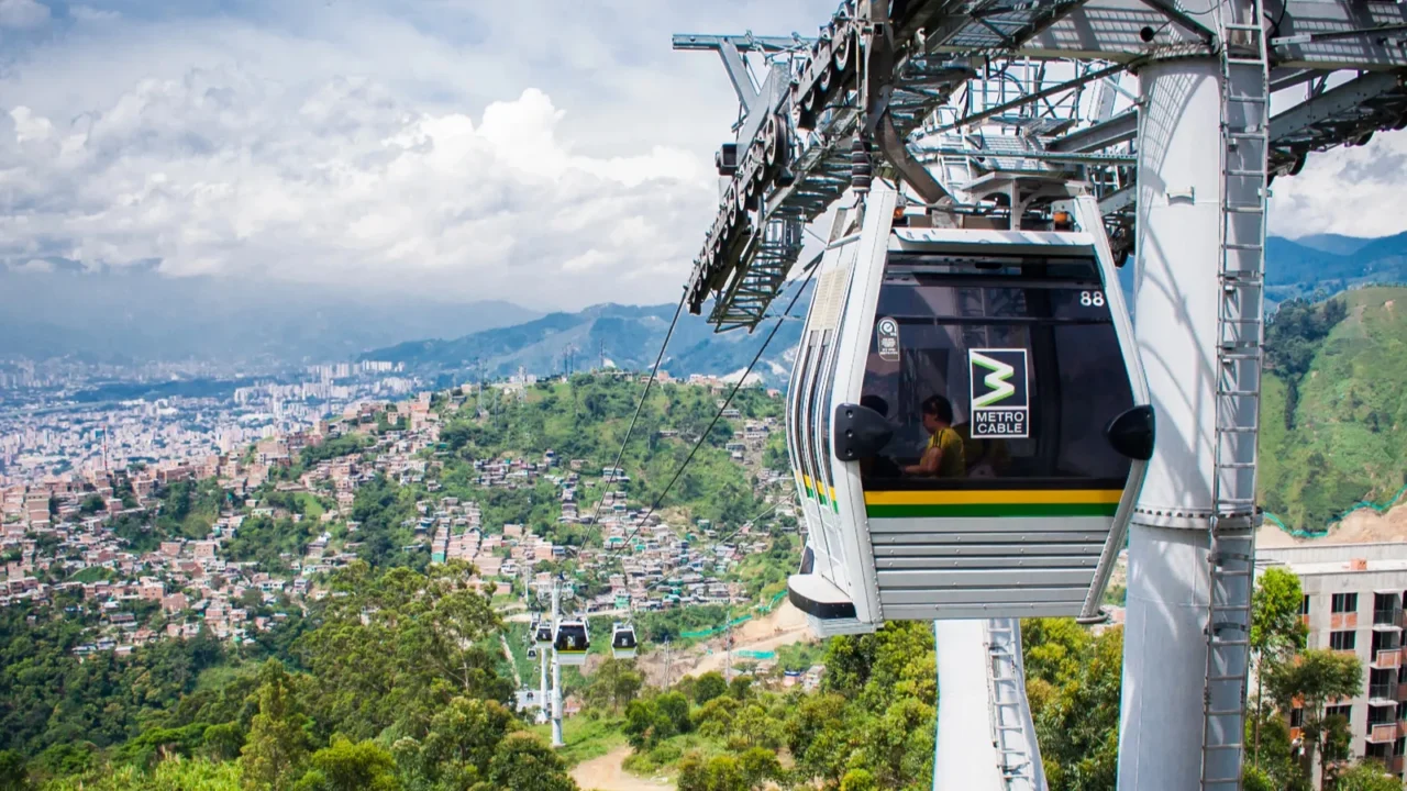 gondola ropeway city landscape medellin colombia