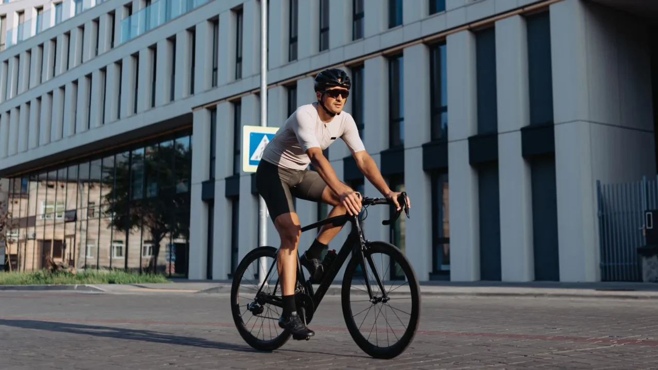 healthy and active man spending morning time for biking on