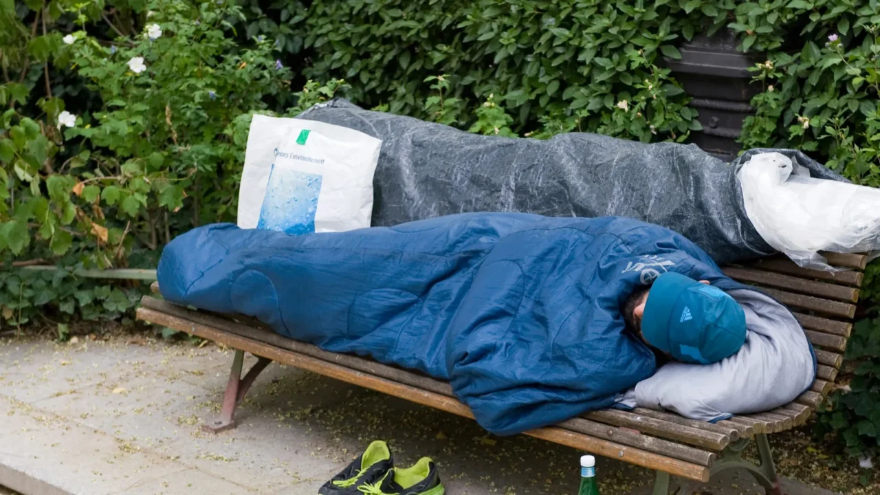 homeless man sleeping