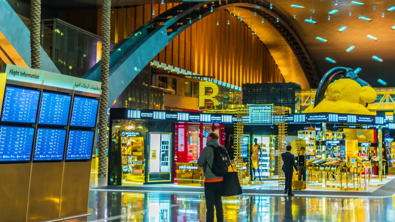 interior of hamad international airport in doha qatar