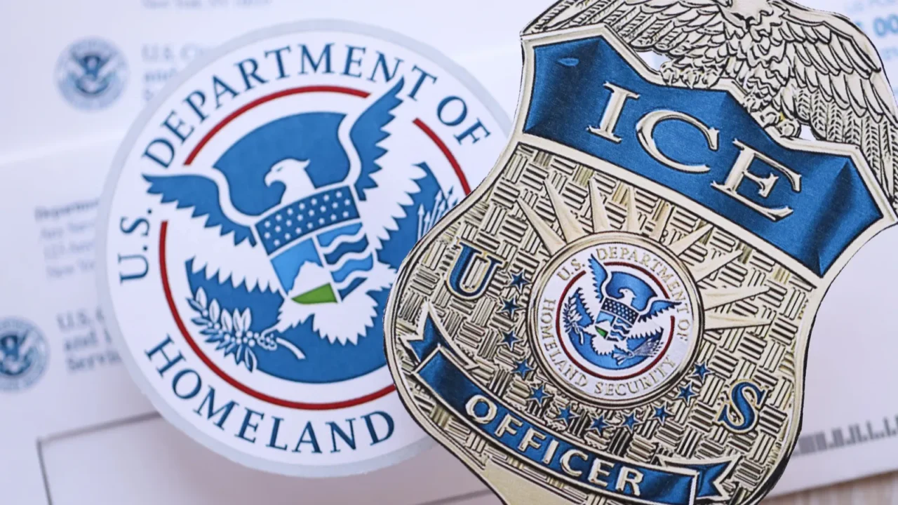 kyiv ukraine  march 9 2024 us ice officer badge